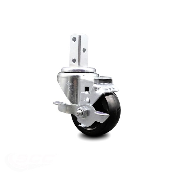 Service Caster 3.5 Inch Hard Rubber Wheel Swivel 3/4 Inch Square Stem Caster with Brake SCC SCC-SQ20S3514-HRS-TLB-34 - main
